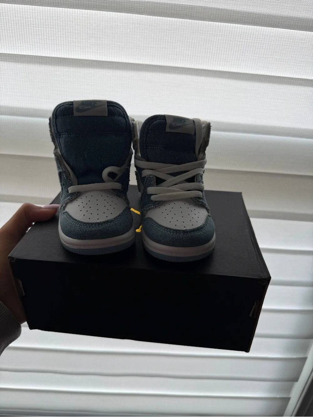 Nike Kids' High-Top Sneakers in White and Denim